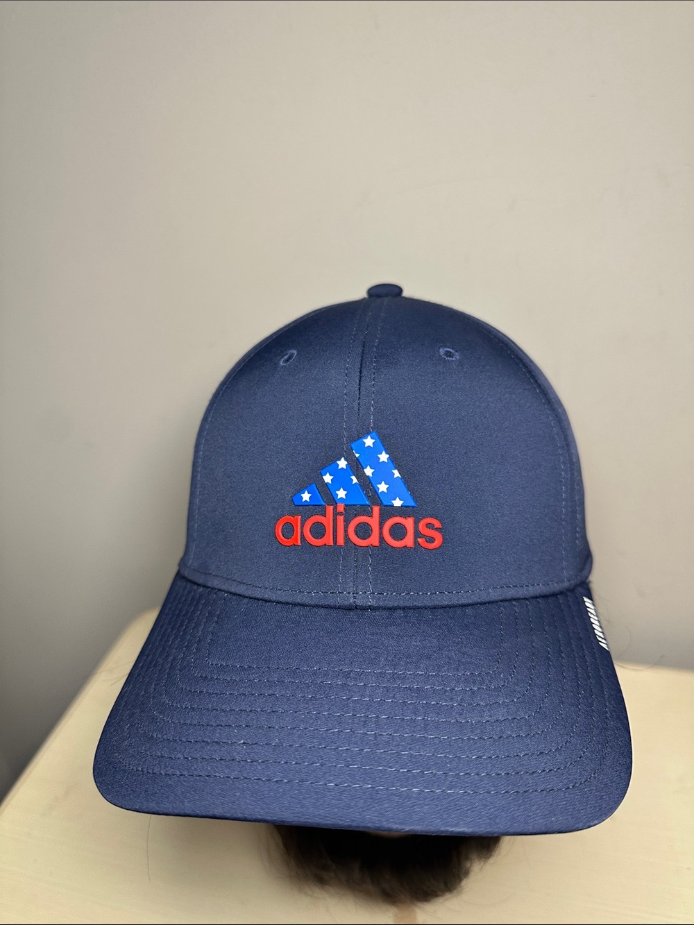 Adidas Aeroready Navy Blue Cap with Red Logo and Blue Star Accent